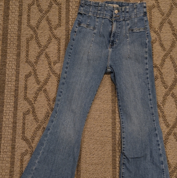 We The Free Denim - We The Free Medium Blue Flared Wide-Leg Jeans